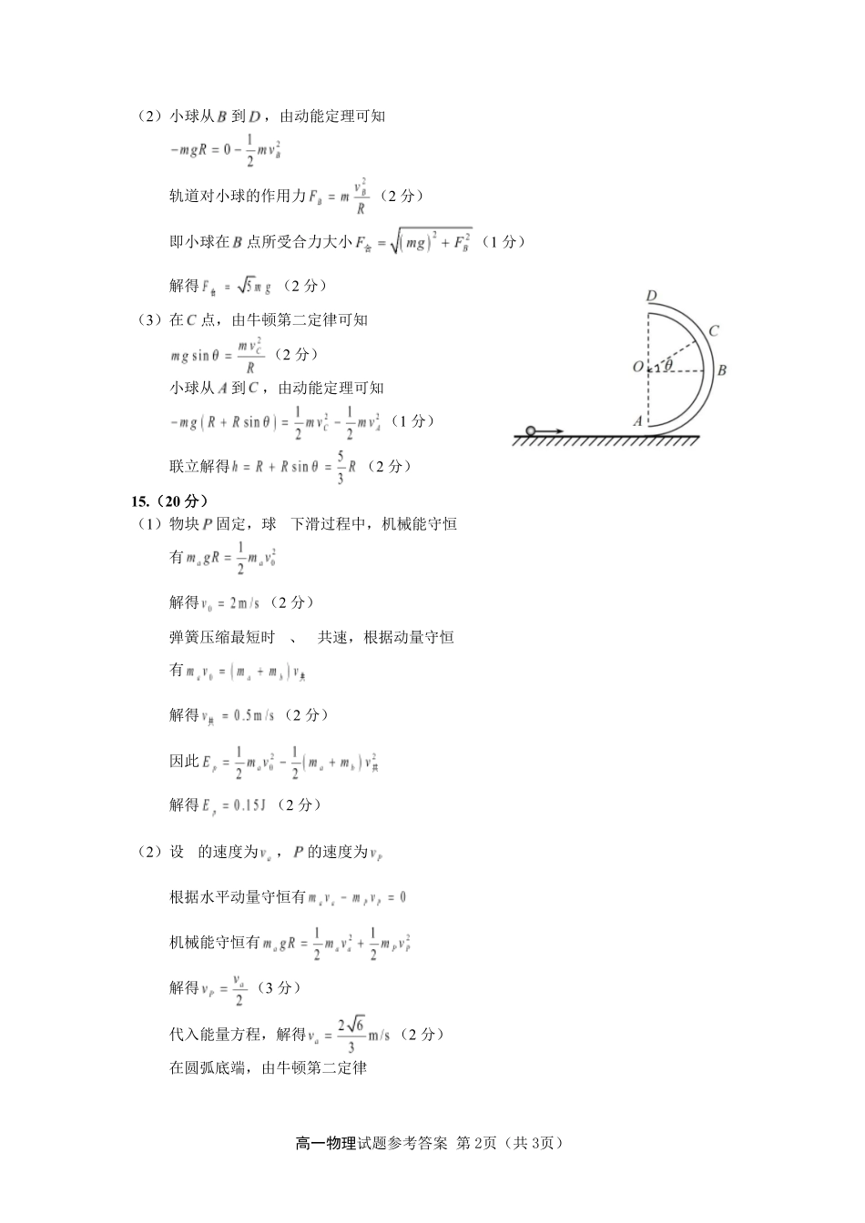 安徽师大附中2026年高一下学期期末考试物理答案.pdf_第2页