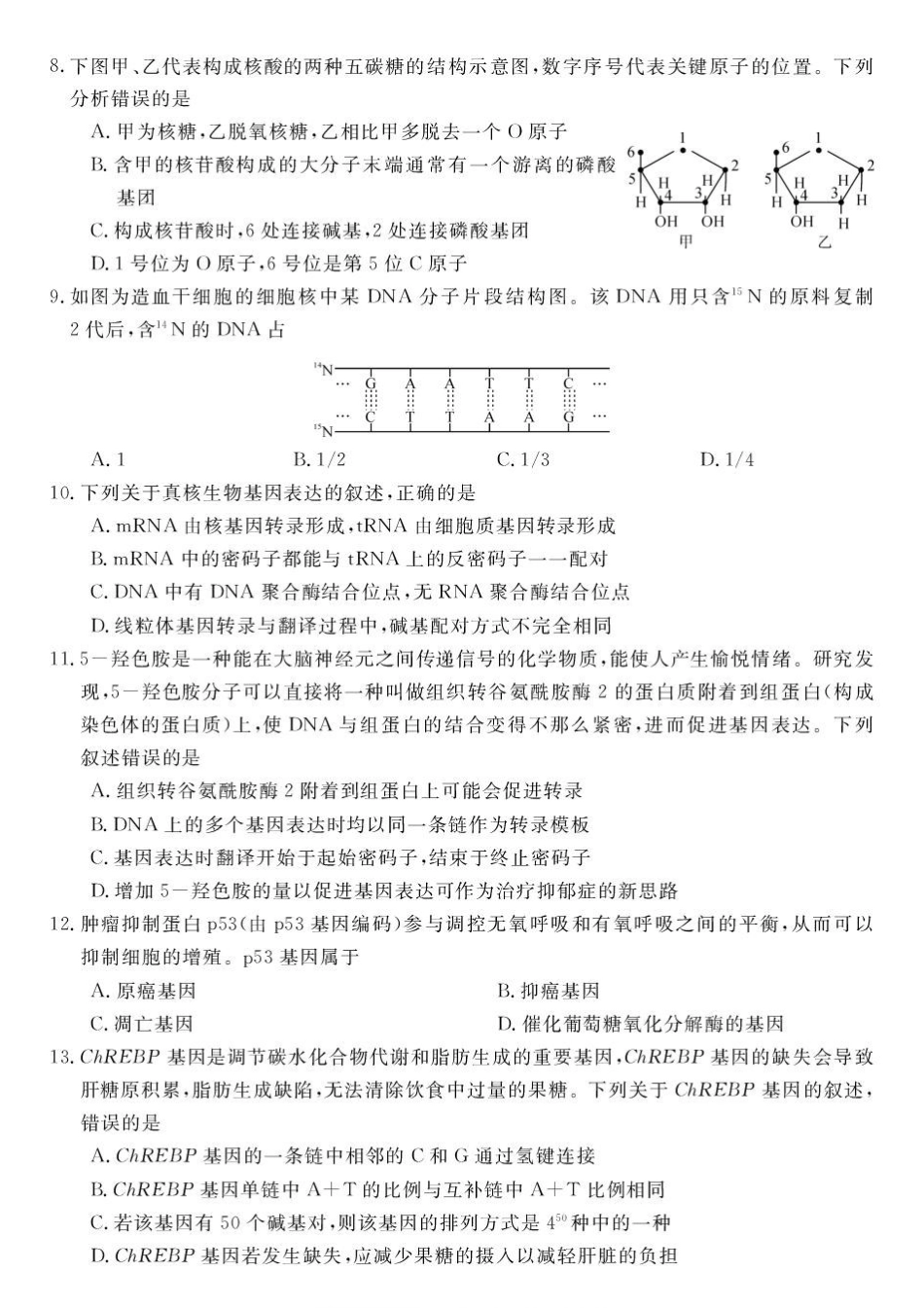 甘肃民乐县第一中学2025-2026学年高一下学期6月质量检测生物试卷.pdf_第3页
