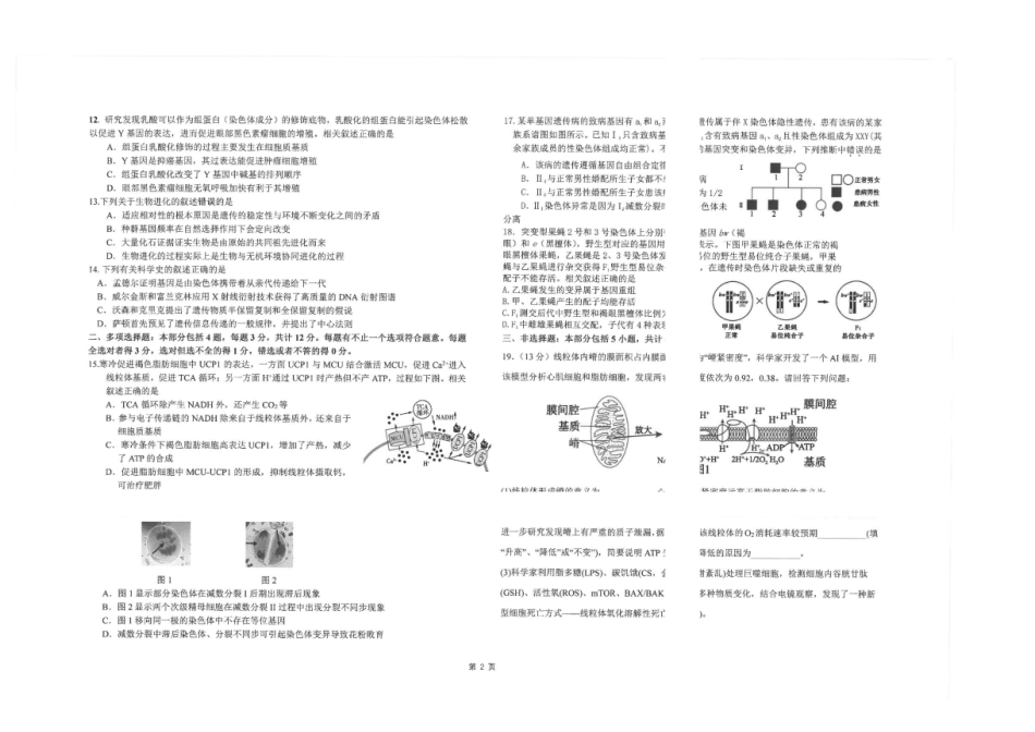 江苏南通市海安高级中学2025-2026学年高一下学期6月月考生物试题含答案.pdf_第2页