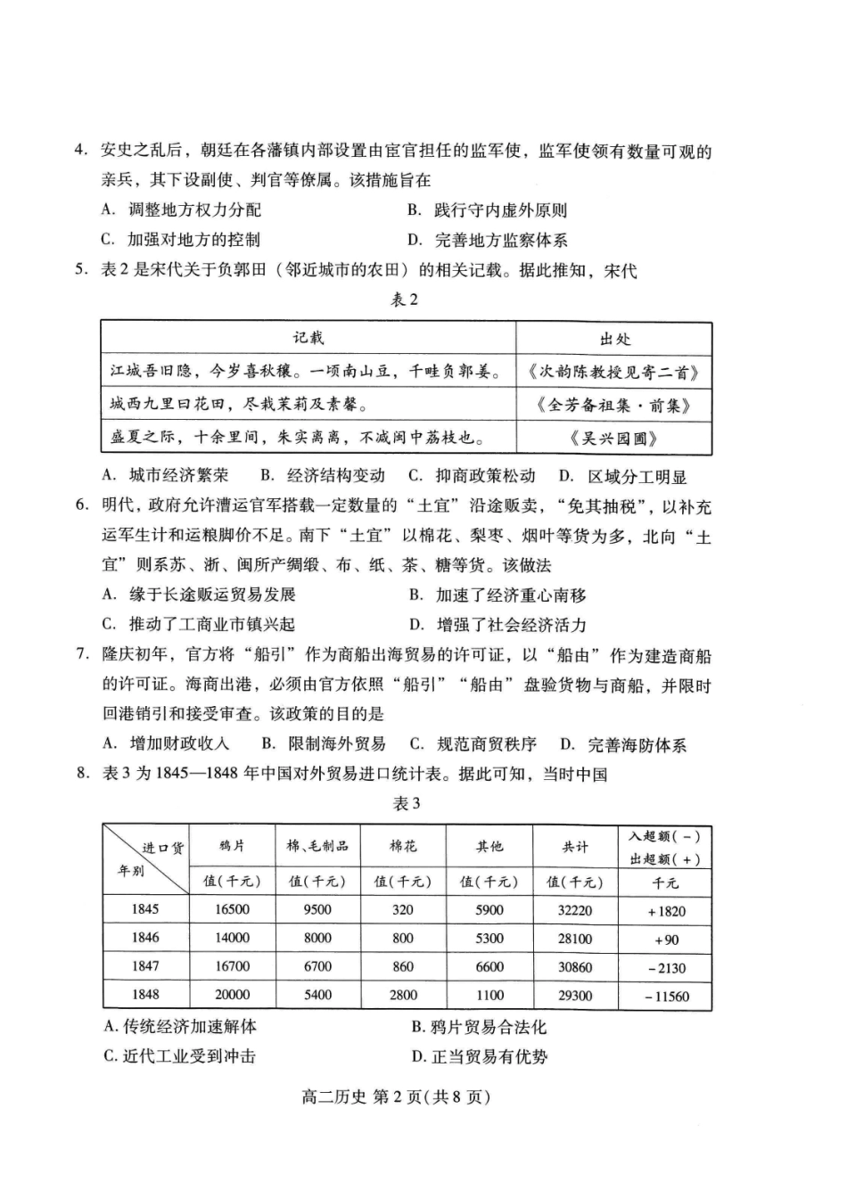 历史试卷(高二下期末考7.8-7.10)山东潍坊市2026届高二阶段性调研监测(高二下学期期末)(7.8-70.10).pdf_第2页