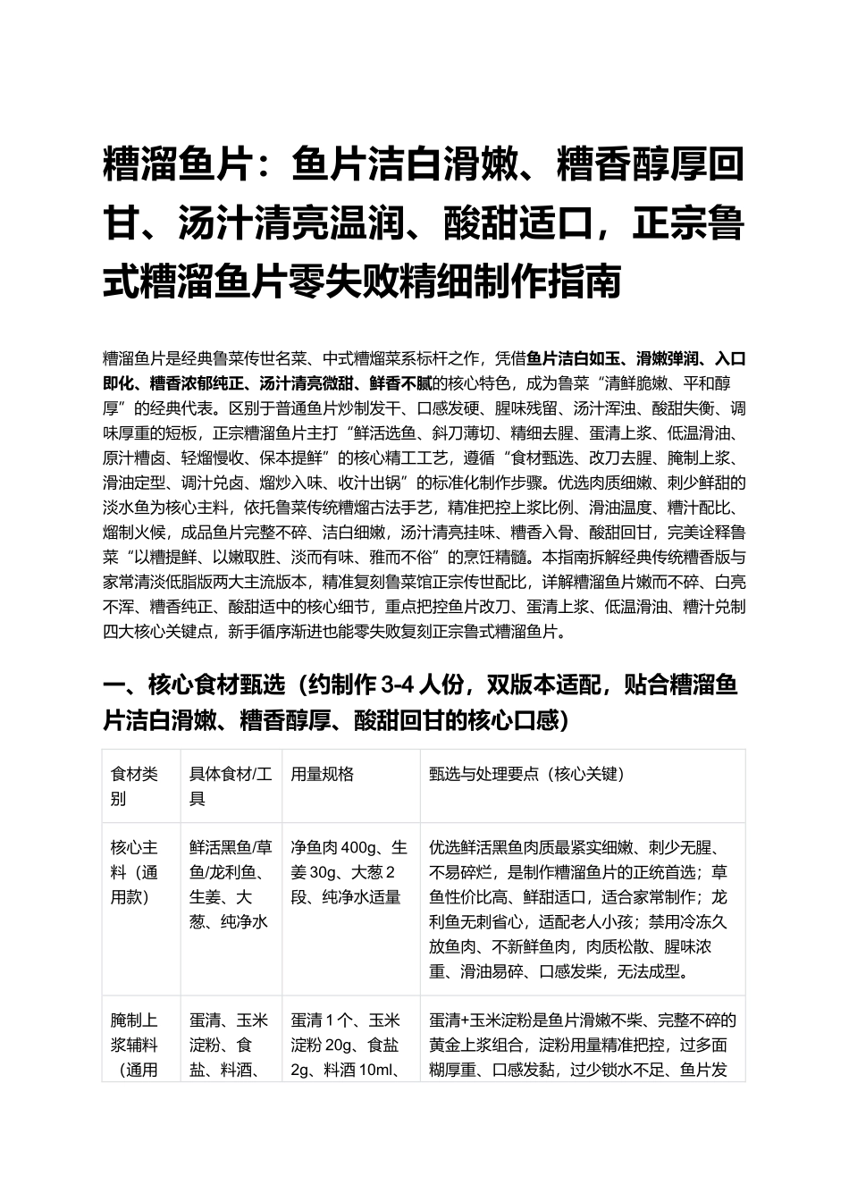 糟溜鱼片:正宗鲁式糟溜鱼片零失败精细制作指南.docx_第1页