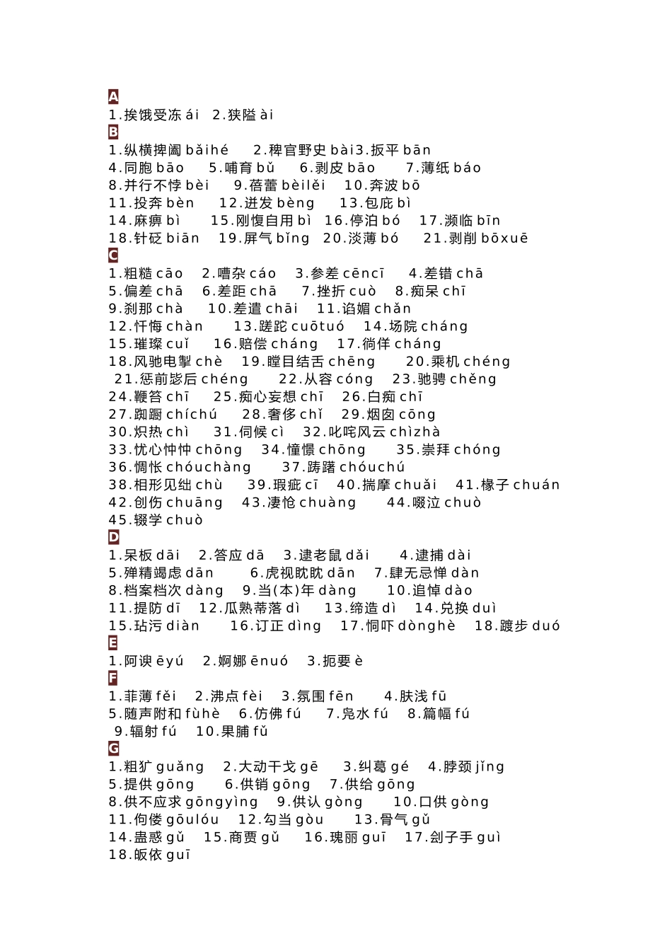 初中语文语文考试易错字音一览表.docx_第1页