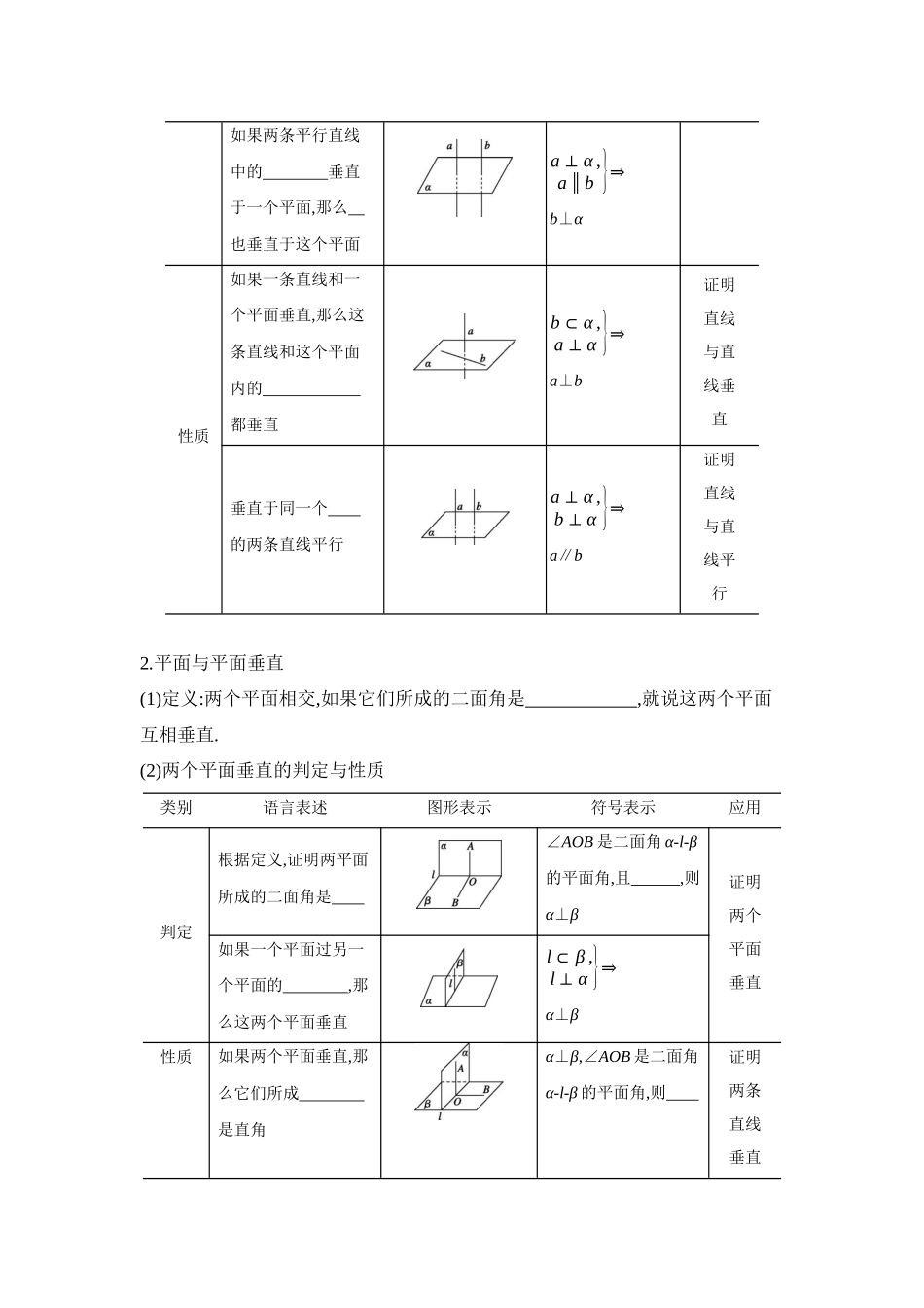 2027年高考数学一轮复习( 全品高考)04 第44讲 直线、平面垂直的判定与性质 【正文】听课手册.docx_第2页