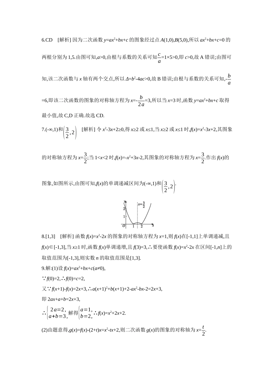 2027年高考数学一轮复习( 全品高考)06 第5讲 一元二次函数、方程和不等式 第1课时 二次函数及其性质 【答案】作业手册.docx_第2页