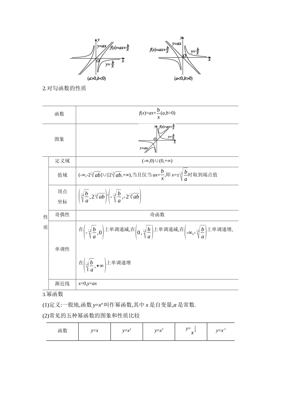 2027年高考数学一轮复习( 全品高考)07 第10讲 幂函数、对勾函数与一次分式函数 【正文】听课手册.docx_第2页