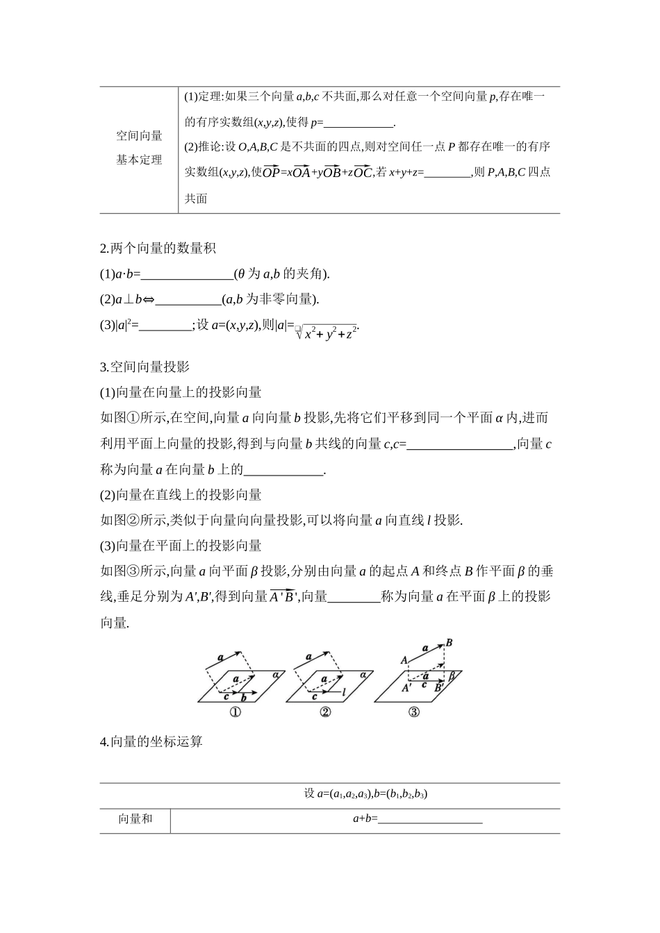 2027年高考数学一轮复习( 全品高考)07 第45讲 空间向量及其运算和空间位置关系 【正文】听课手册.docx_第2页