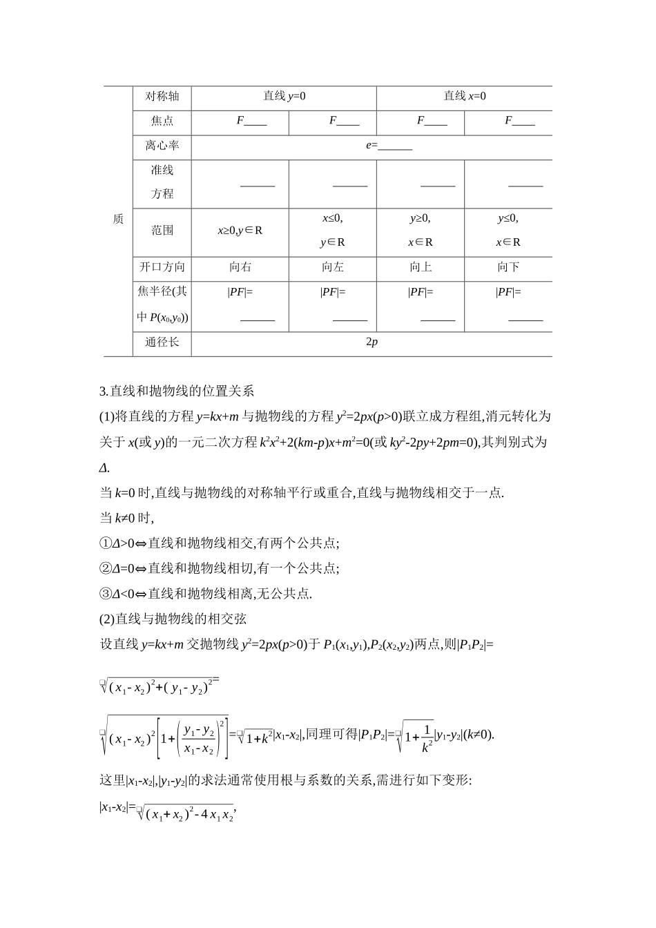 2027年高考数学一轮复习( 全品高考)08 第55讲 抛物线 【正文】听课手册.docx_第2页
