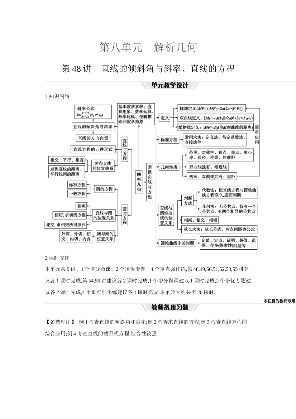 2027年高考数学一轮复习( 全品高考)59 第48讲　直线的倾斜角与斜率、直线的方程.docx_第1页