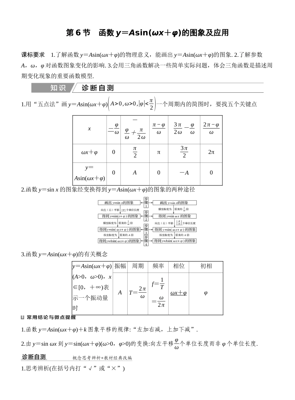 2027年高考数学一轮复习(创新设计)第6节 函数y=Asin(ωx+φ)的图象及应用.docx_第1页