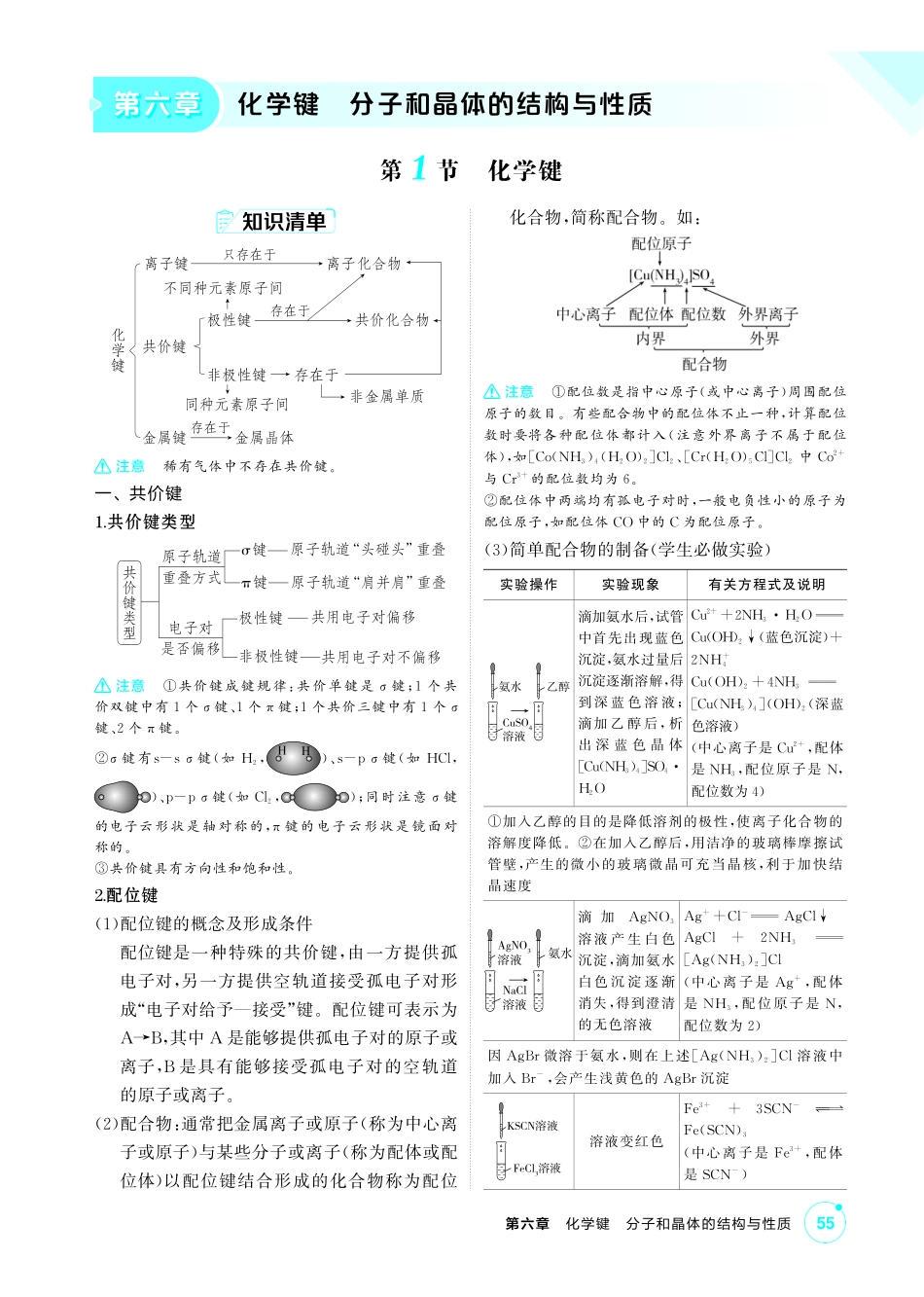 2027新高考化学复习53A版3_06-第六章　化学键分子和晶体的结构与性质.pdf_第1页