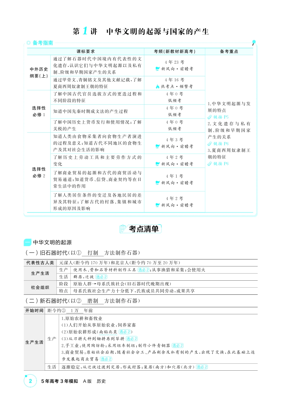2027新高考历史复习53A版1_01-第一单元 从中华文明起源到秦汉统一多民族封建国家的建立与巩固.pdf_第2页