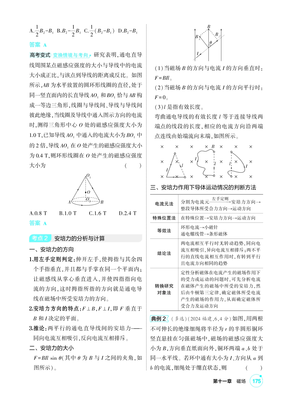 2027新高考物理复习53A版1_讲册PDF 11-第十一章 磁场.pdf_第2页