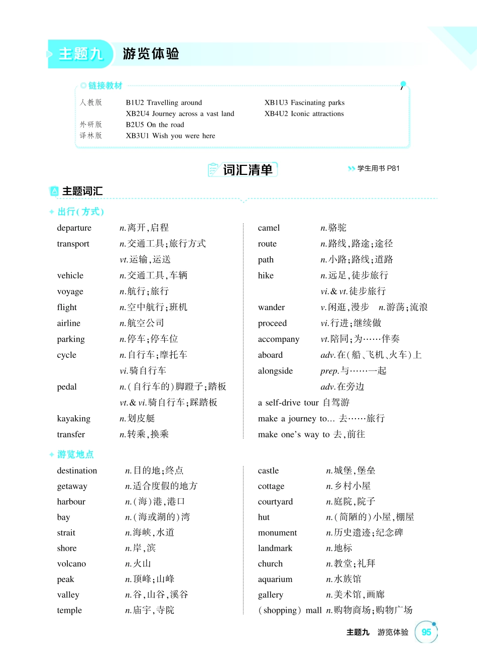 2027新高考英语复习53A版1_主题九 游览体验.pdf_第1页