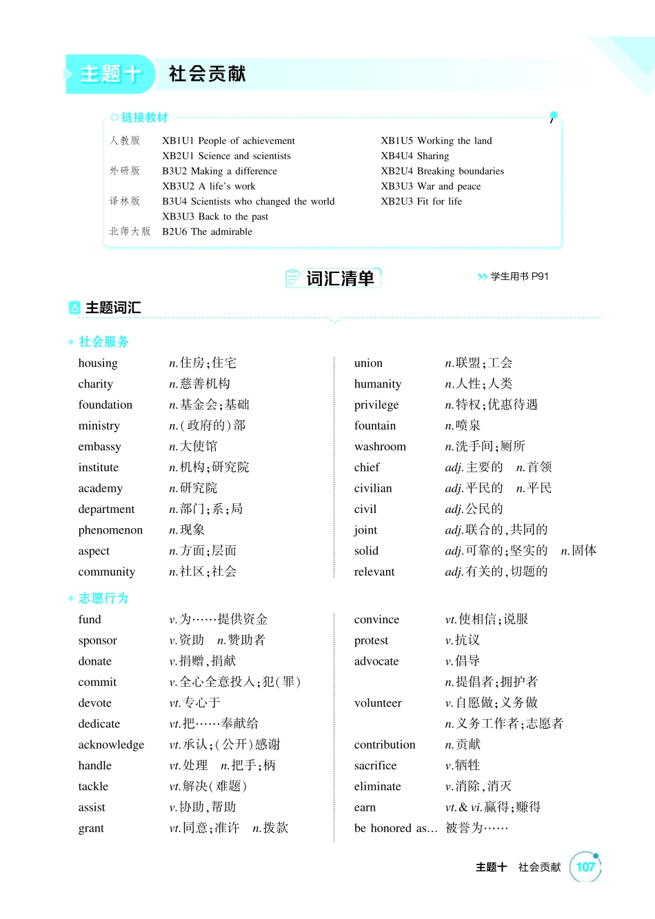 2027新高考英语复习53A版1_主题十 社会贡献.pdf_第1页