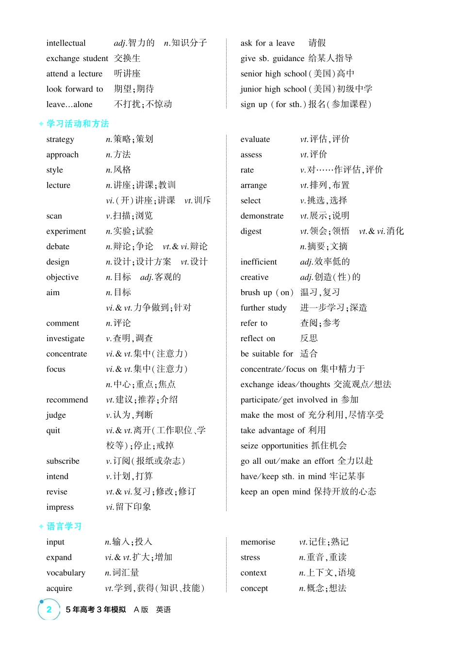 2027新高考英语复习53A版1_主题一 学业与校园.pdf_第2页