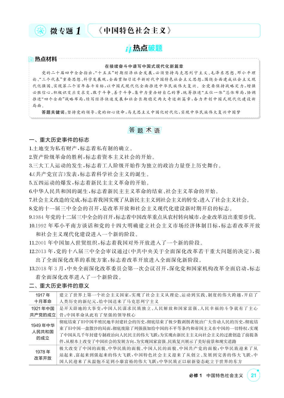2027新高考政治复习53A版1_精讲册-必修1 《中国特色社会主义》微专题.pdf_第1页