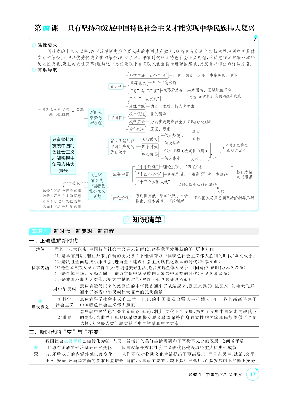 2027新高考政治复习53A版2_04-精讲册-第四课 只有坚持和发展中国特色社会主义才能实现中华民族伟大复兴.pdf_第1页