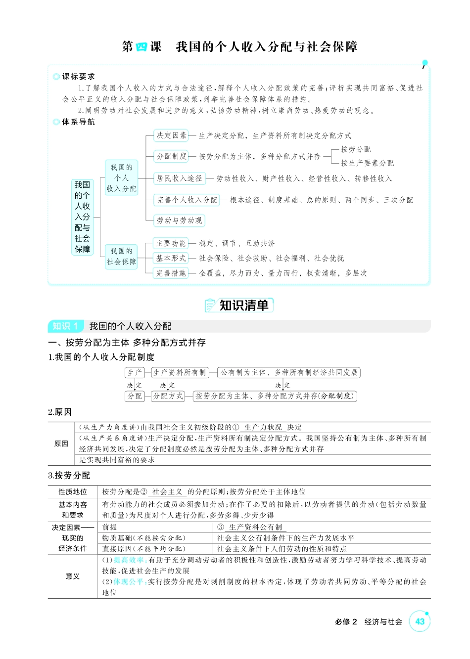 2027新高考政治复习53A版2_08-精讲册-第四课 我国的个人收入分配与社会保障.pdf_第1页