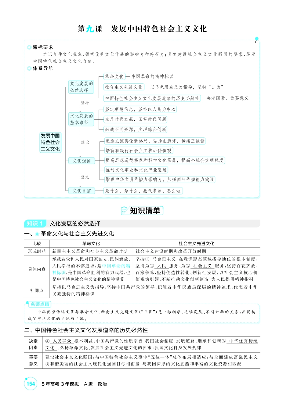 2027新高考政治复习53A版2_28-精讲册-第九课 发展中国特色社会主义文化.pdf_第1页