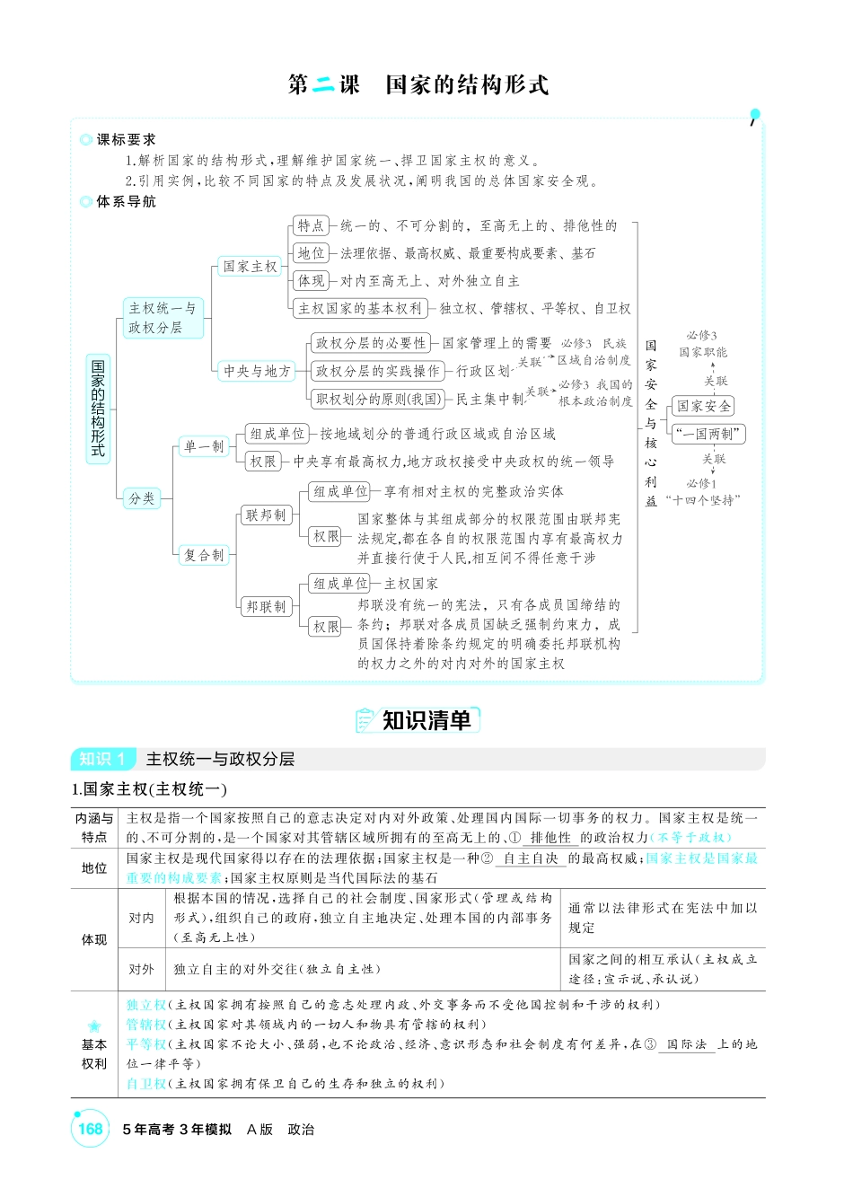 2027新高考政治复习53A版2_30-精讲册-第二课 国家的结构形式.pdf_第1页