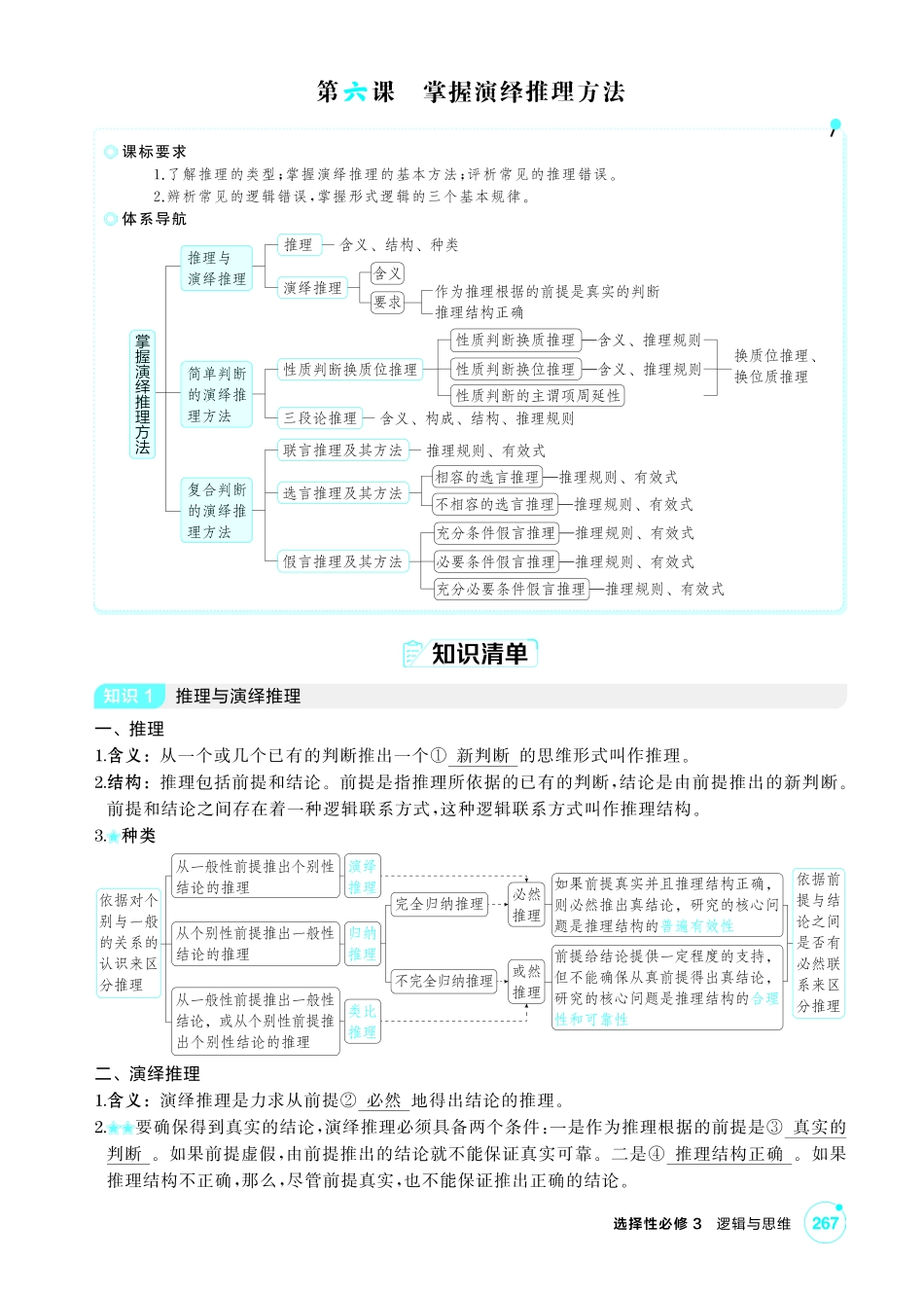 2027新高考政治复习53A版2_47-精讲册-第六课 掌握演绎推理方法.pdf_第1页