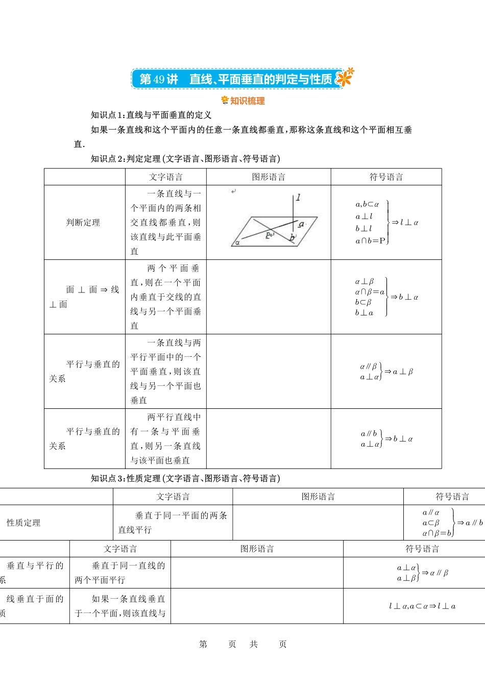 高考数学必刷题5000题-解析版第49讲 直线、平面垂直的判定与性质.pdf_第1页