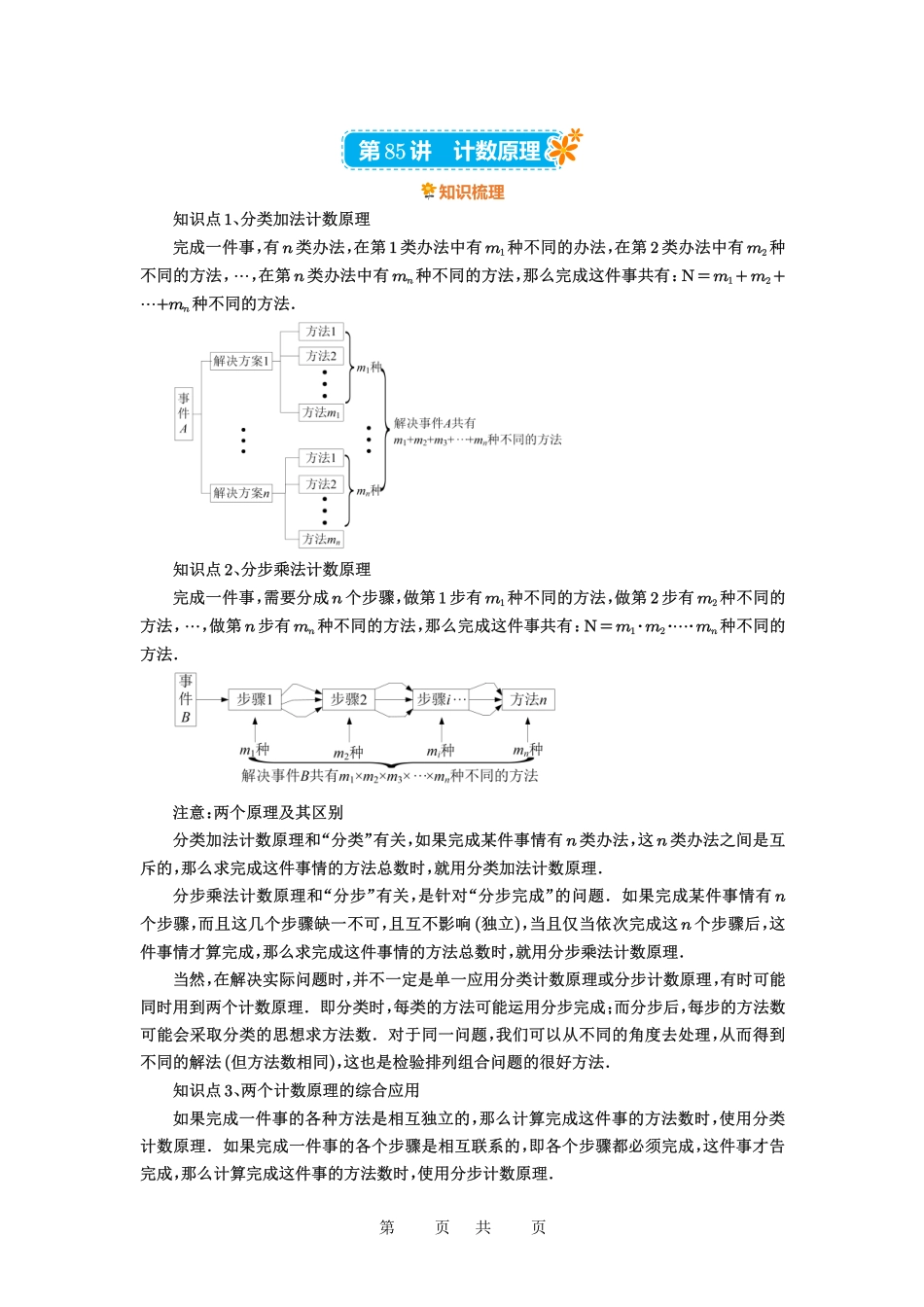 高考数学必刷题5000题-解析版第85讲 计数原理.pdf_第1页
