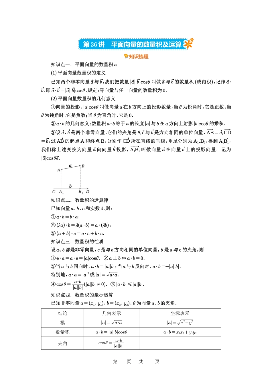 高考数学必刷题5000题-原卷版第36讲：平面向量的数量积及运算.pdf_第1页