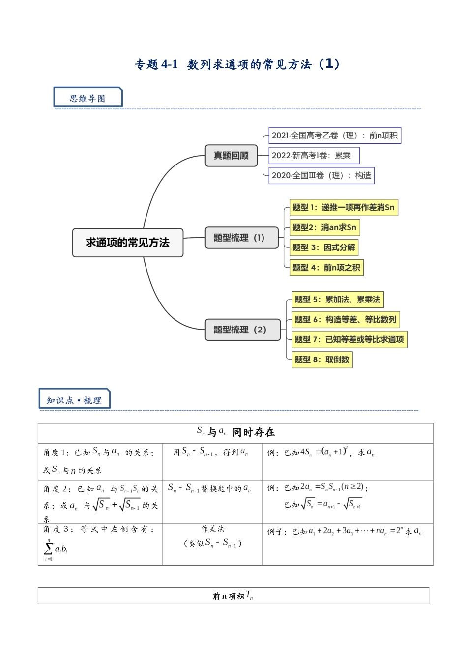 高三重难点题型培优专题4-1  数列求通项的常见方法（1）（解析版）.docx_第1页