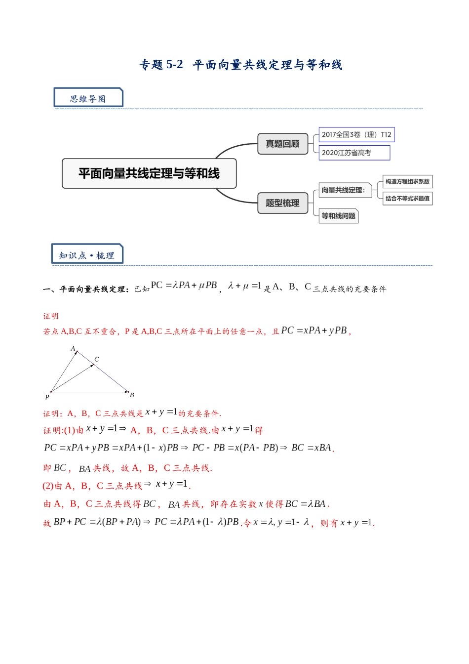 高三重难点题型培优专题5-2  平面向量共线定理与等和线（原卷版）.docx_第1页