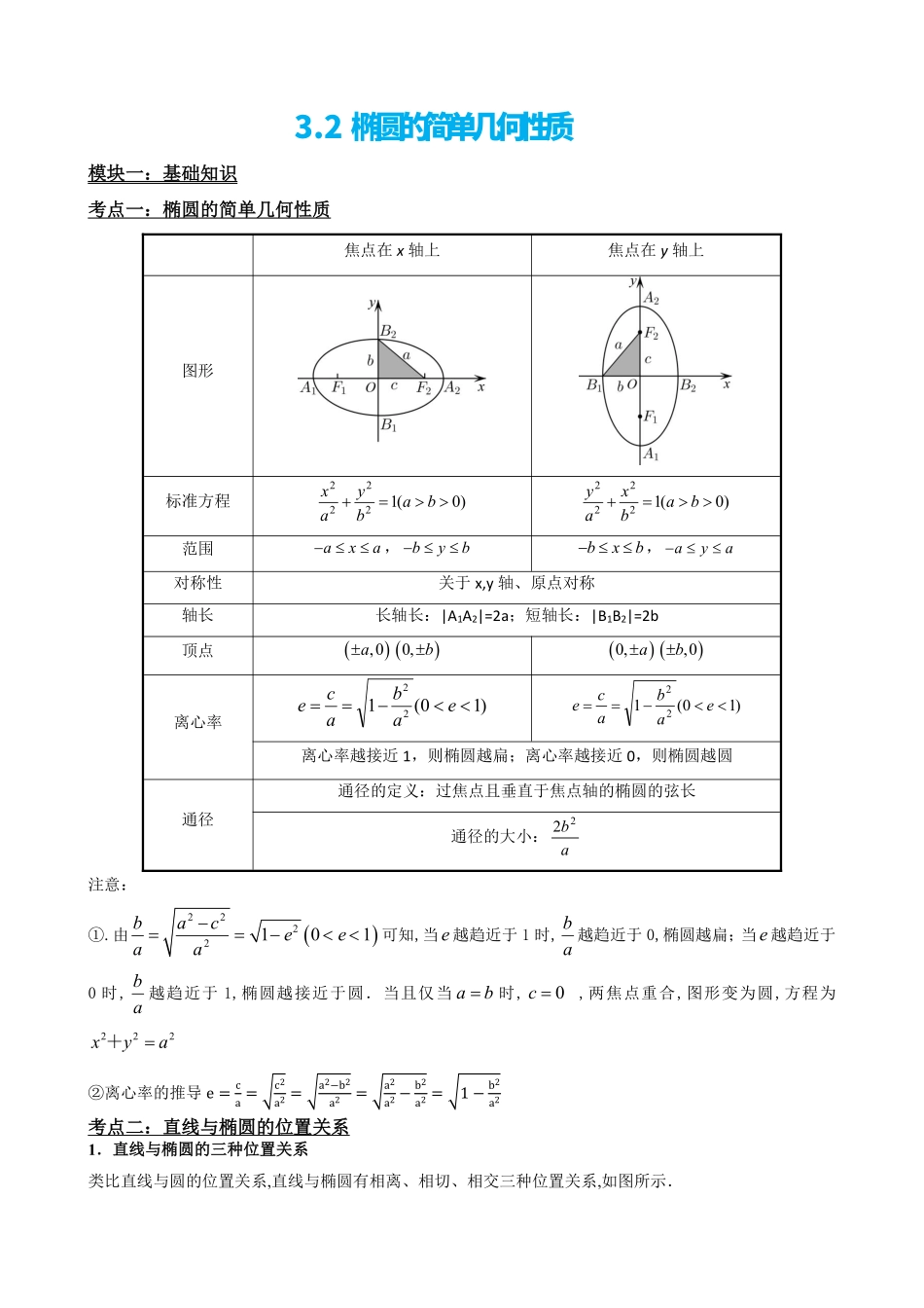 高中数学3.2椭圆的简单几何性质(原卷版).pdf_第2页