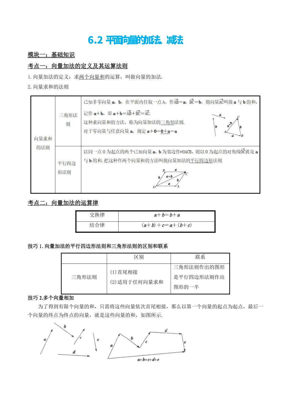 高中数学6.2平面向量的加法、减法(解析版).pdf_第2页
