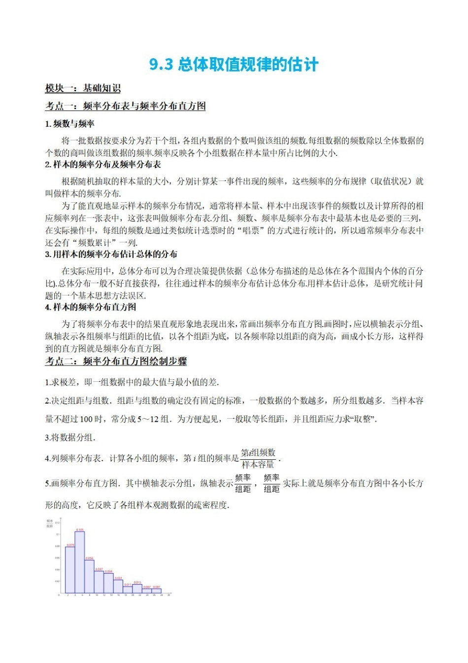高中数学9.3总体取值规律的估计(解析版).pdf_第2页
