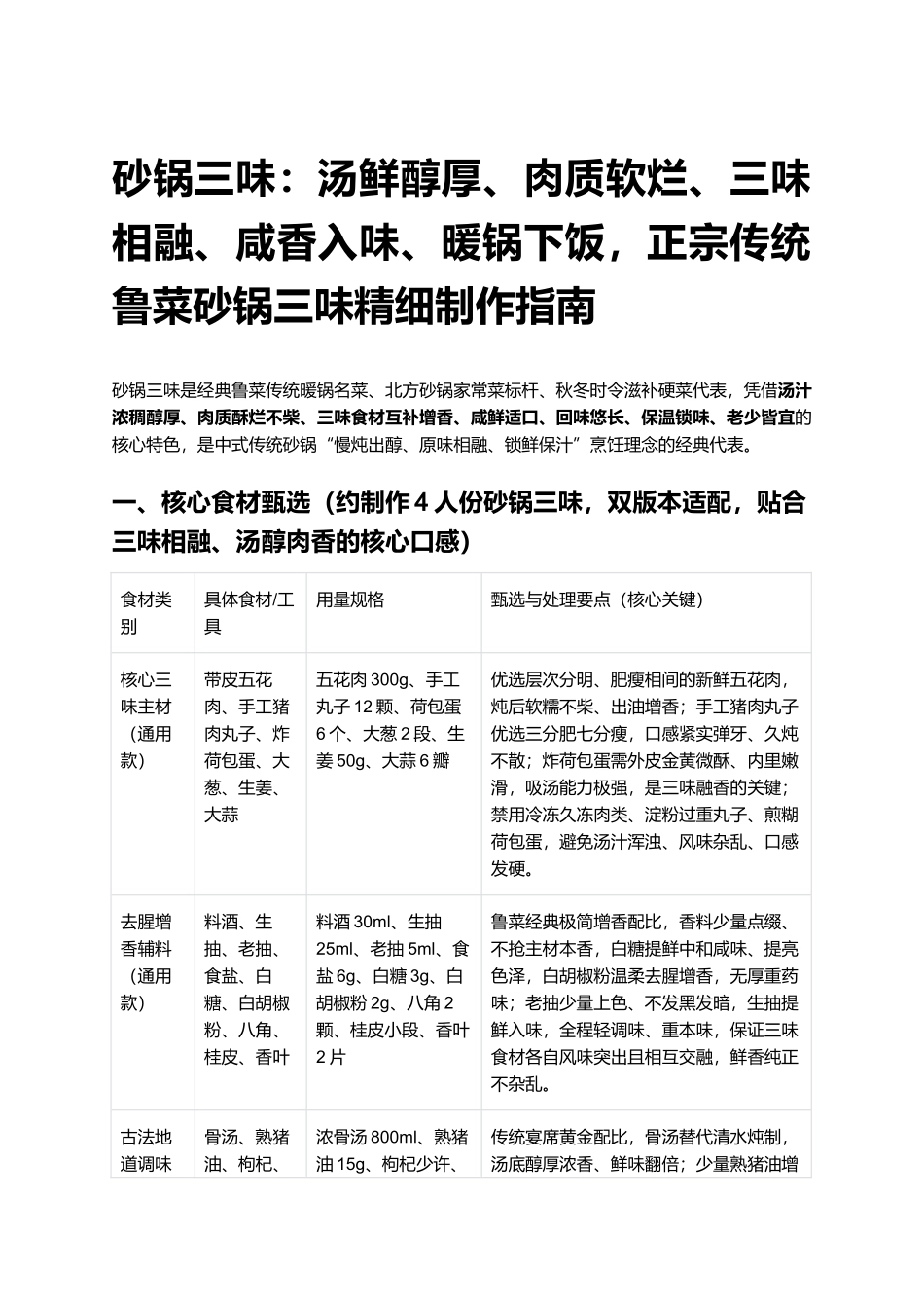 砂锅三味:正宗传统鲁菜砂锅三味精细制作指南.docx_第1页