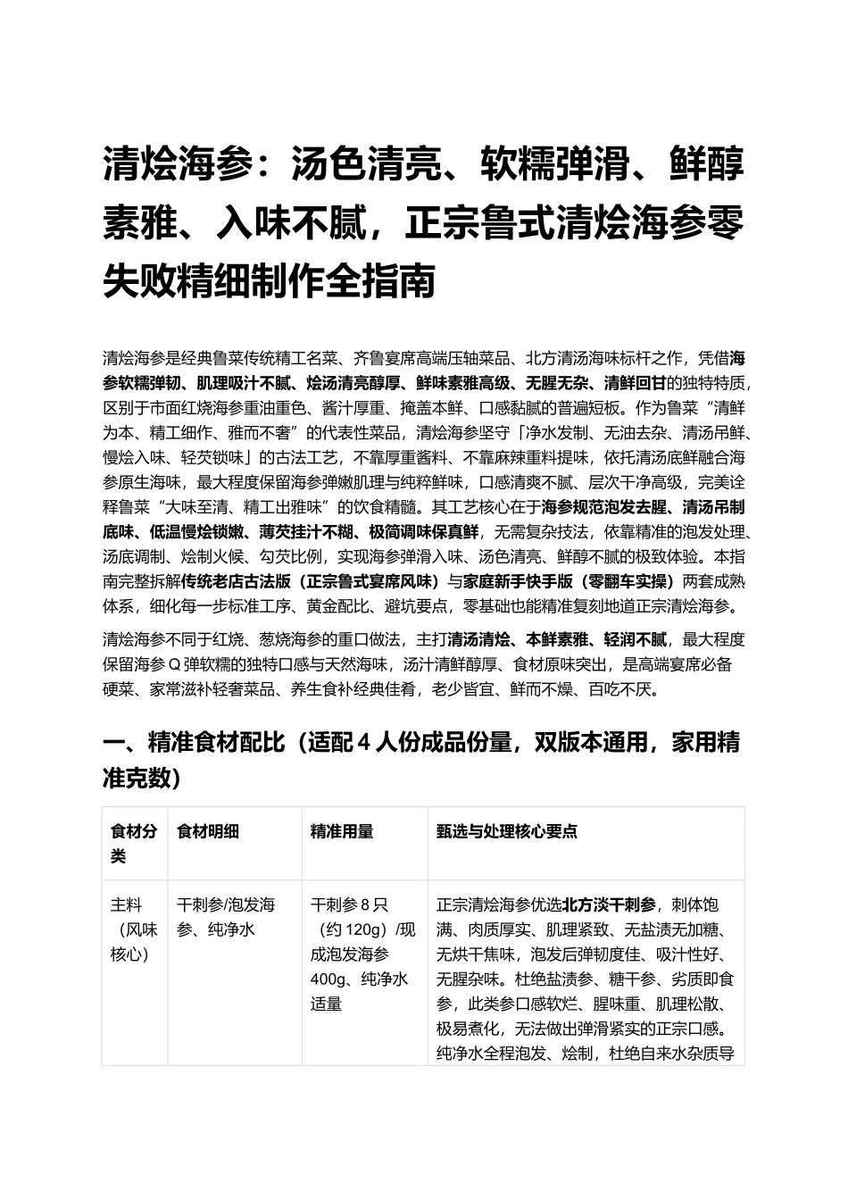清烩海参:正宗鲁式清烩海参零失败精细制作全指南.docx_第1页