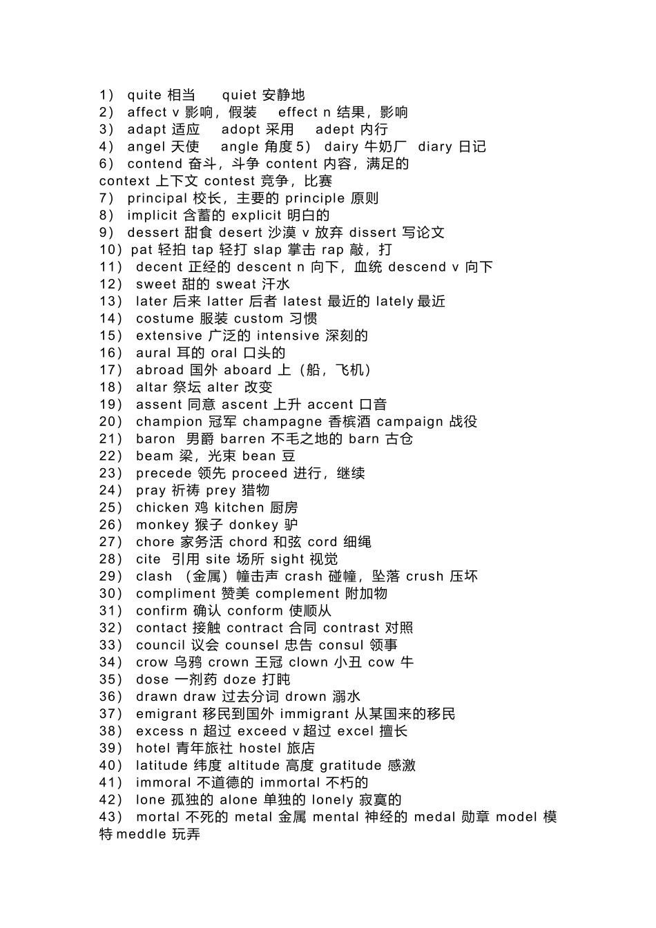 高中英语140组最容易拼错的形近词.docx_第1页