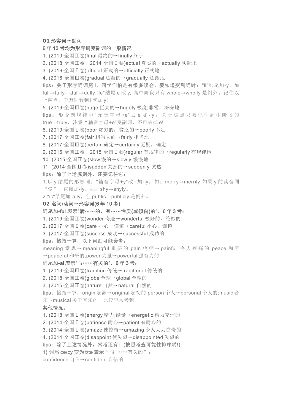 高中英语考试5大类词性转换总结.docx_第1页