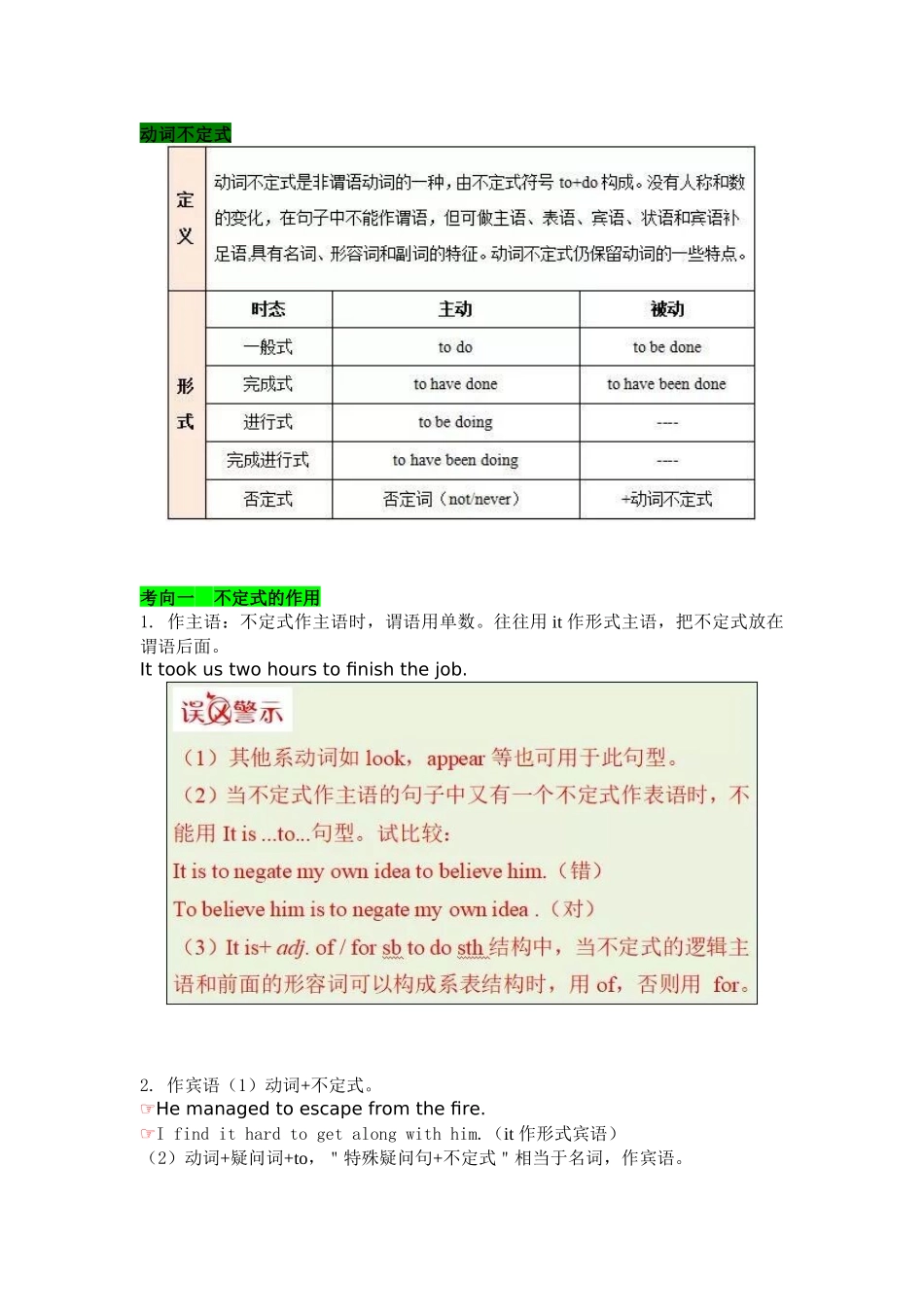 高中英语语法知识点总结：动词不定式.docx_第1页