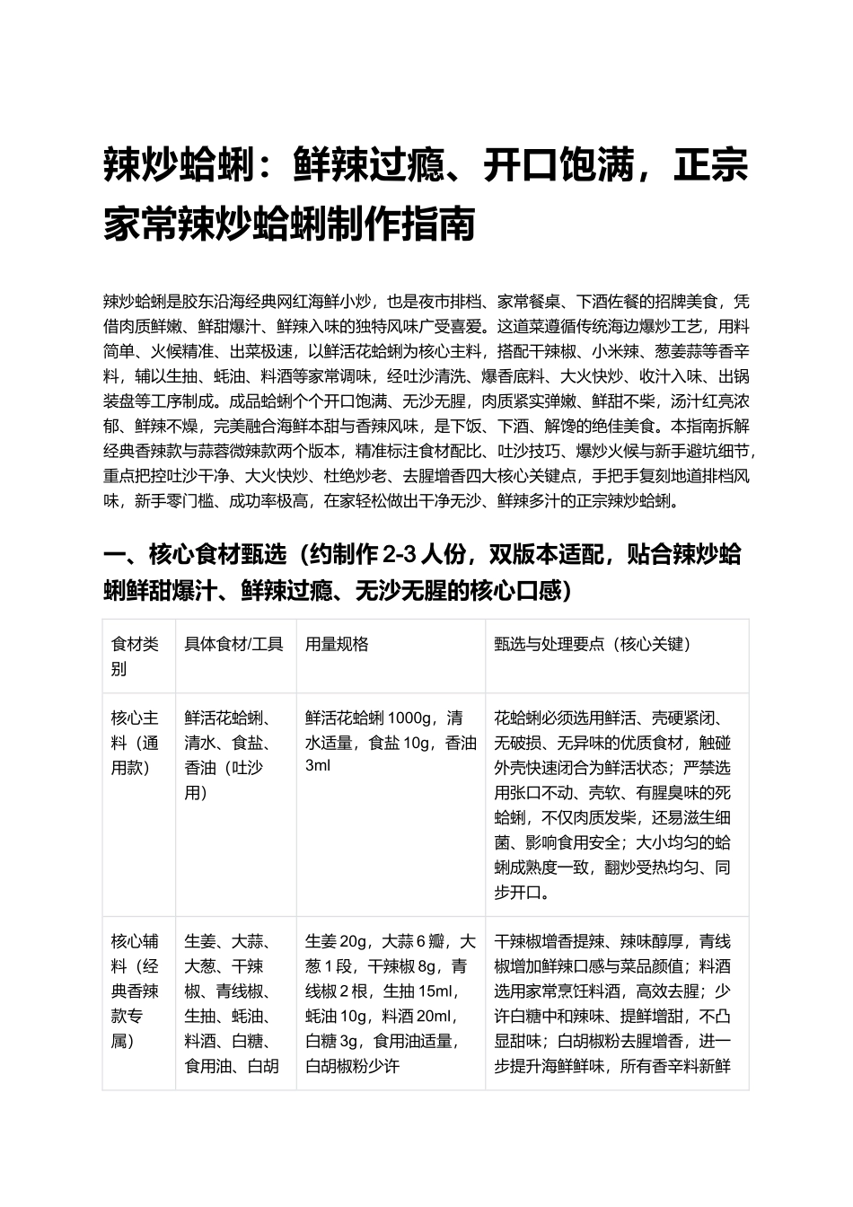 辣炒蛤蜊:鲜辣过瘾、开口饱满,正宗家常辣炒蛤蜊制作指南.docx_第1页