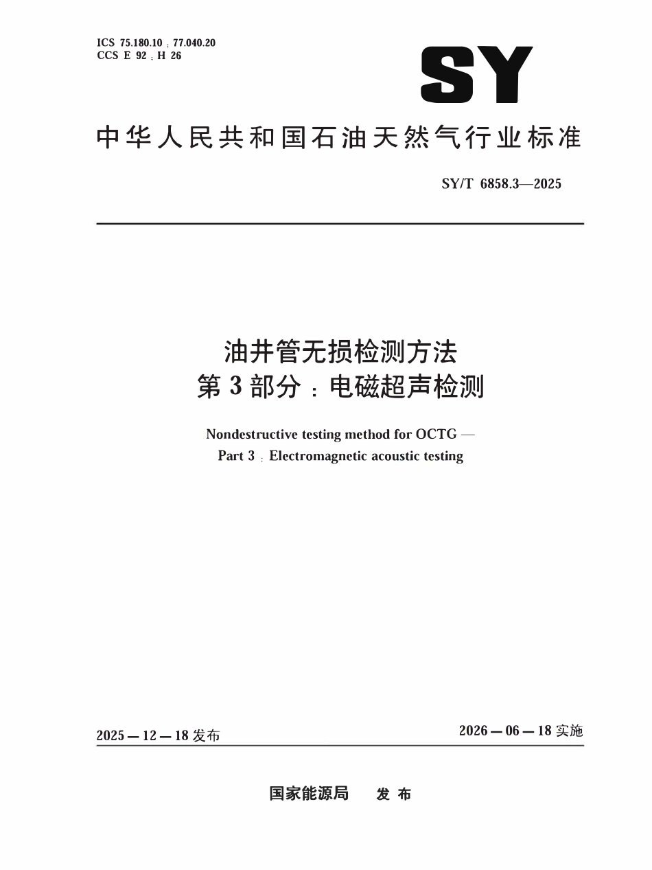 SYT 6858.3-2025 油井管无损检测方法 第3部分:电磁超声检测.pdf_第1页