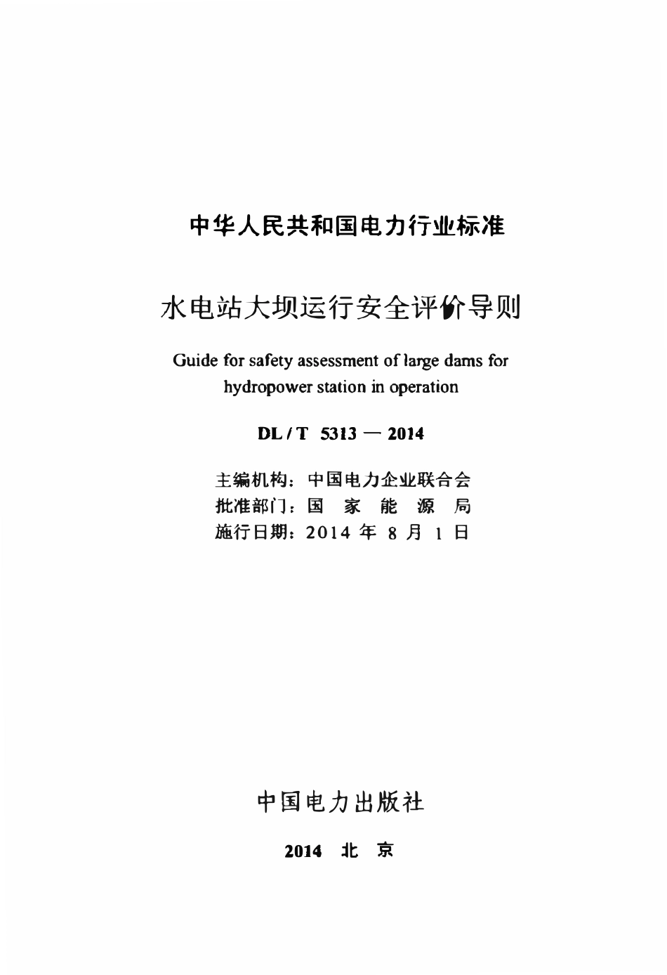 DLT 5313-2014 水电站大坝运行安全评价导则.pdf_第2页