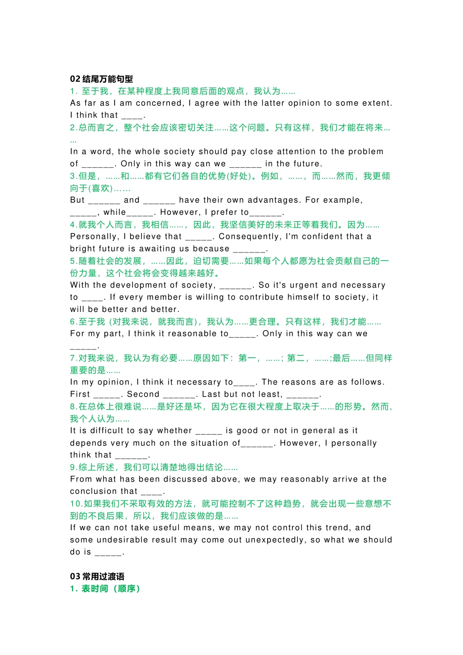 初中英语写作经典万能句.docx_第2页
