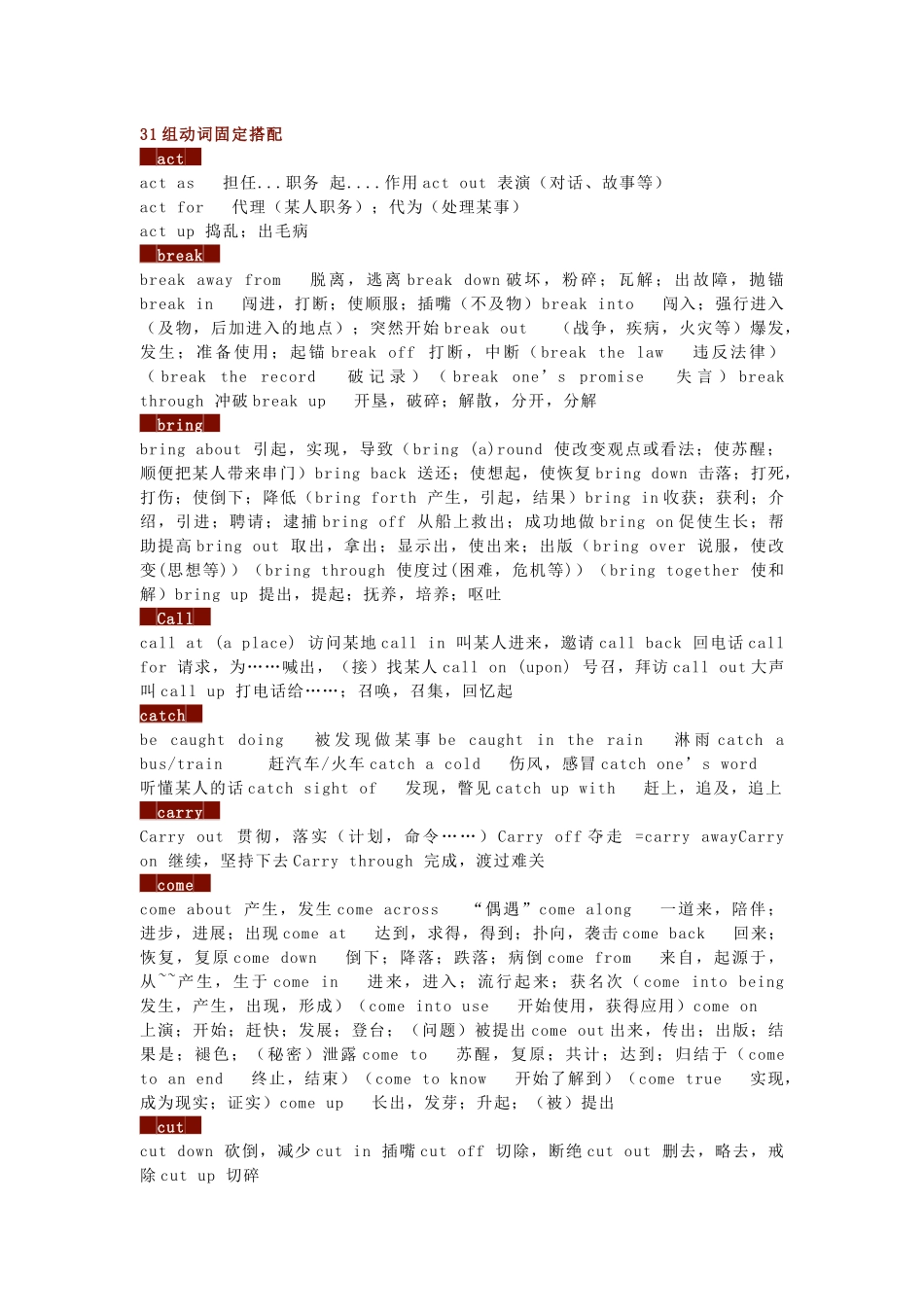 初中英语最常用50组动词、介词固定搭配.docx_第1页
