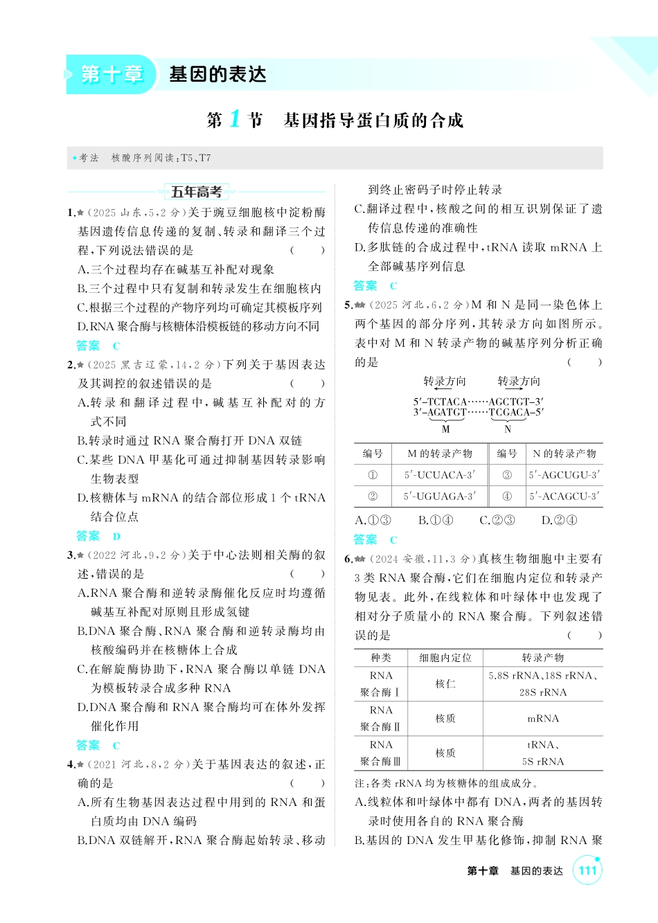 1_第十章基因的表达精练.pdf_第1页