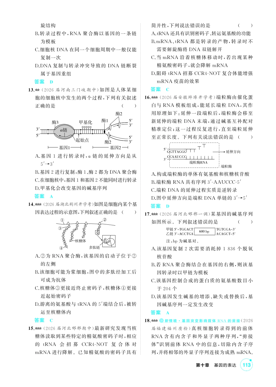 1_第十章基因的表达精练.pdf_第3页