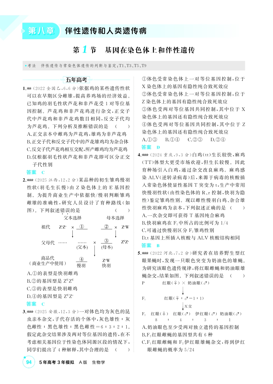 2_第八章伴性遗传和人类遗传病精练.pdf_第1页