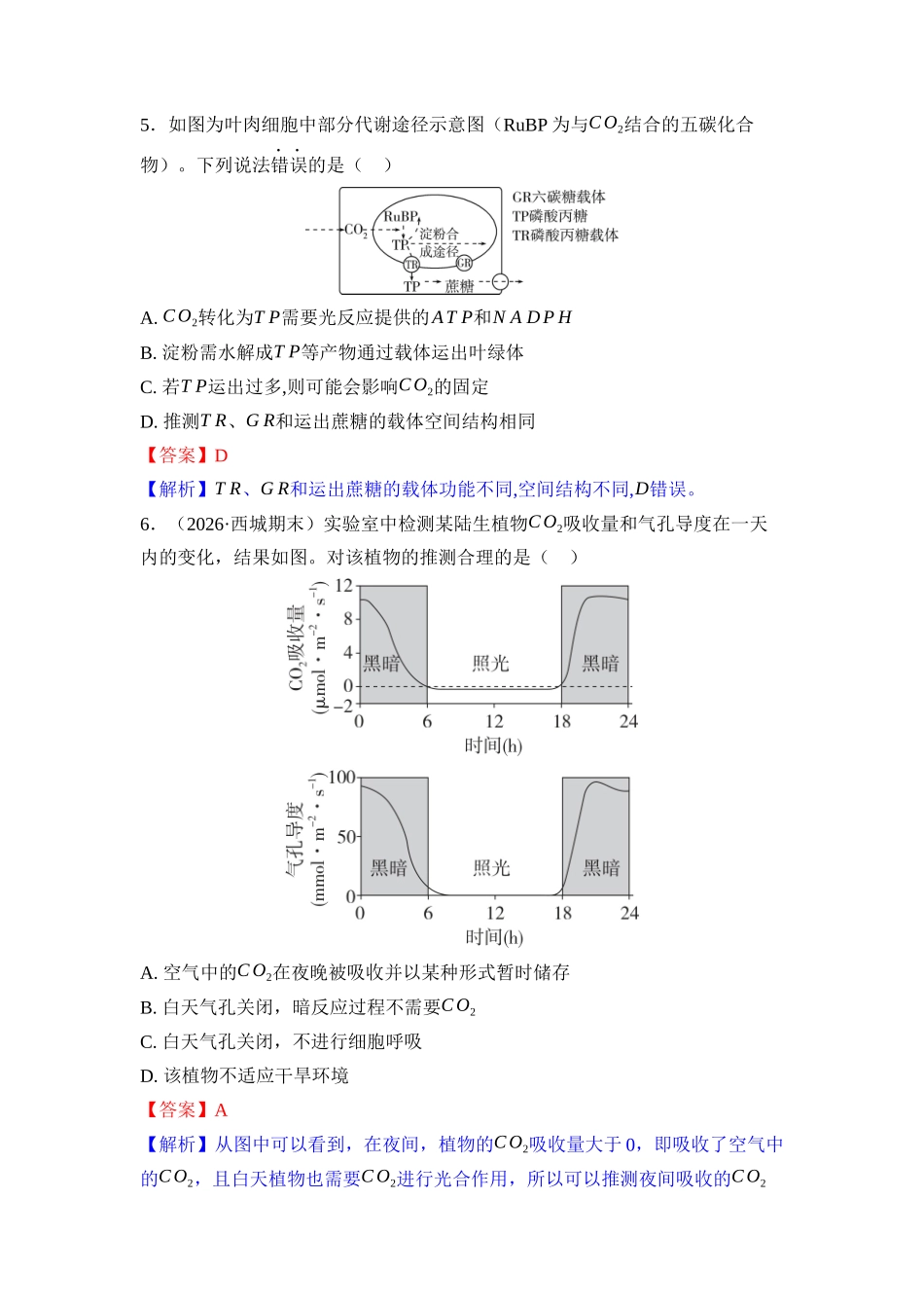 009-课时作业9光合作用与能量转化(教用).docx_第3页