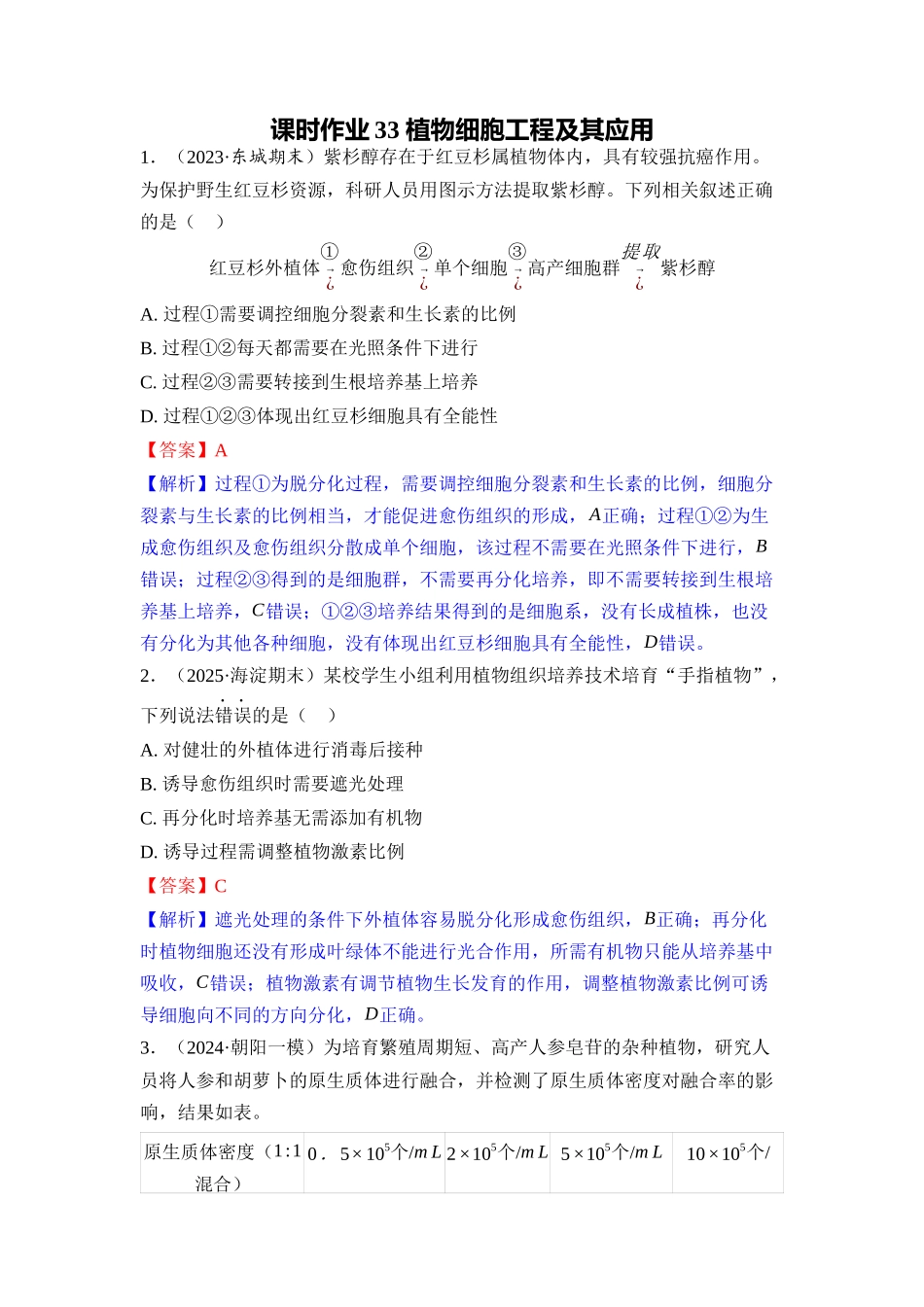 033-课时作业33植物细胞工程及其应用(教用).docx_第1页