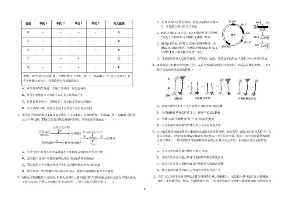 安徽六安第一中学2025-2026学年高二下学期7月期末考试生物试题含答案.pdf_第2页