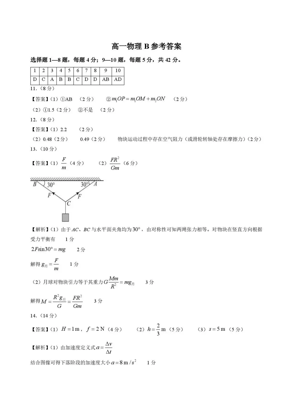 安徽六安市2025-2026学年高一下学期期末考试+物理答案.pdf_第1页